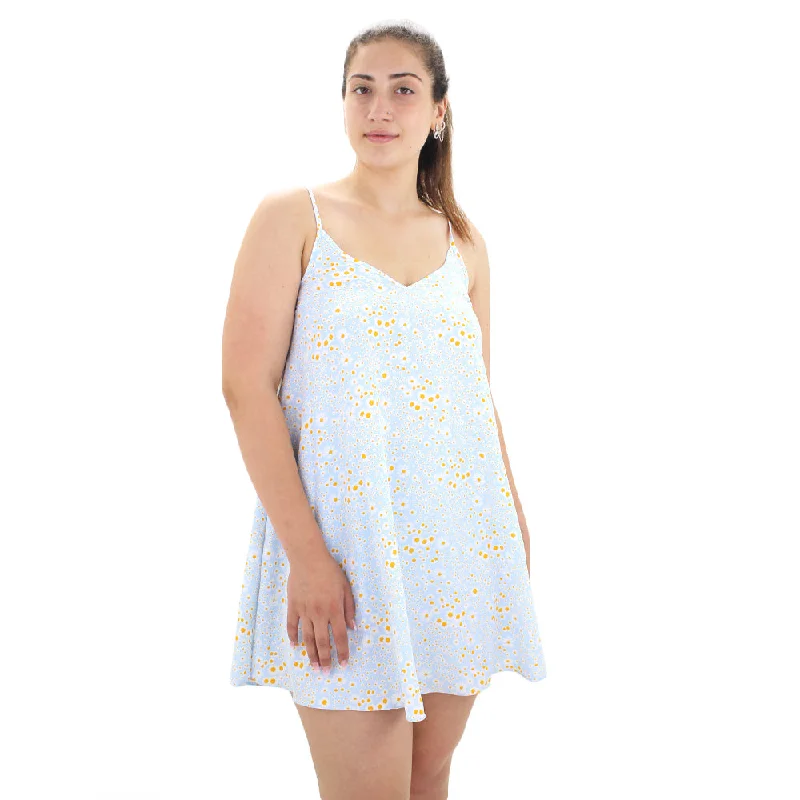 Women's Floral Spaghetti Strap Mini Dress,Light Blue Comfortable Casual Mini Dress