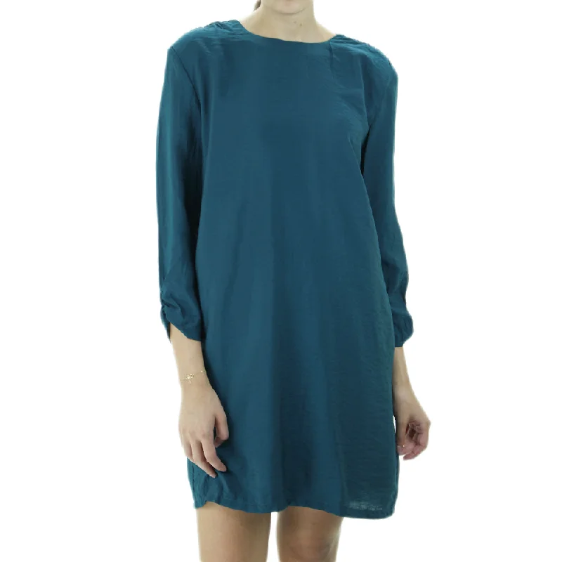 Women's 3/4 Sleeve Plain Mini Dress,Dark Green Comfortable Polka Dot Mini Dress