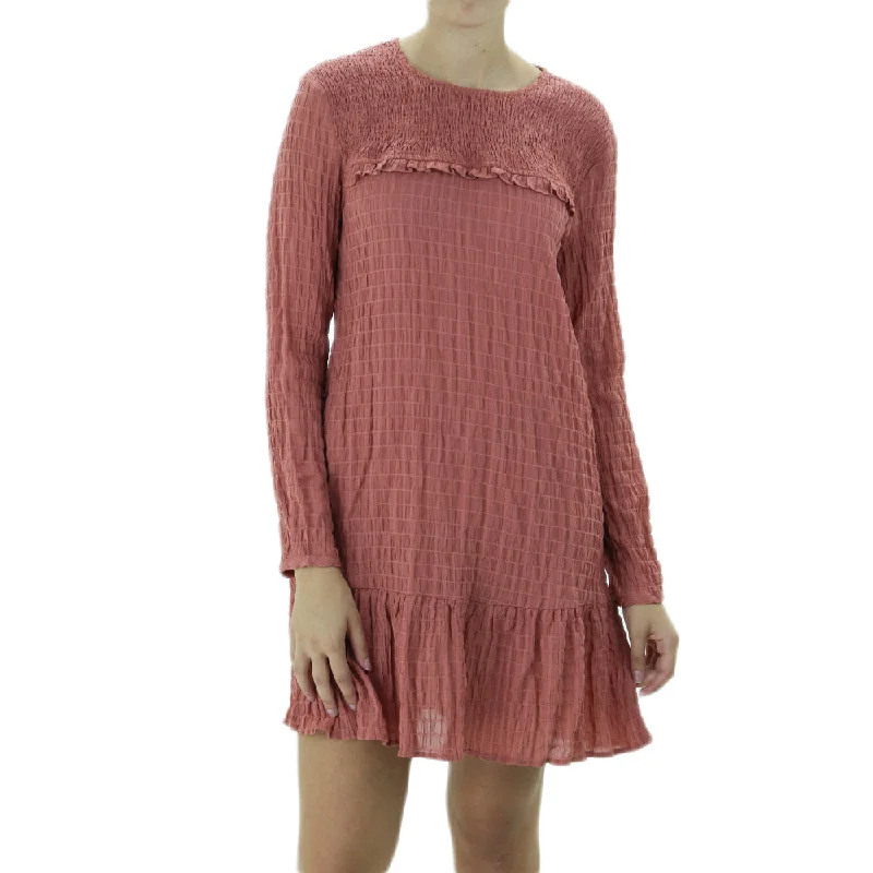 Women's Smocked Mini Dress,Light Brick Stylish Sweetheart Neck Mini Dress