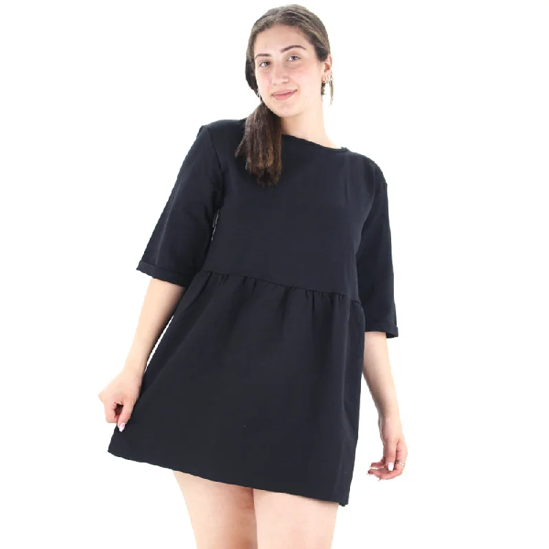 Women's Solid Mini Dress,Black Casual High-Waist Mini Dress