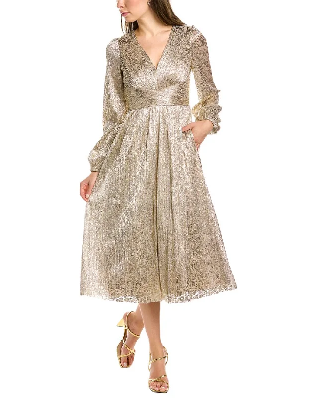 Aidan Mattox Metallic Midi Dress Cozy Tie-Dye Midi Dress