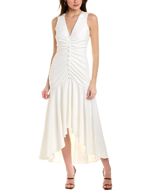 Badgley Mischka Ruched Midi Dress Trendy Long Sleeve Midi Dress