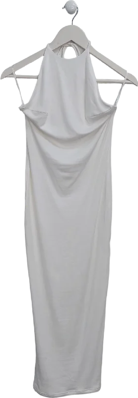 Bayse White Nakia Midi Dress UK S Fashionable Fitted Midi Dress