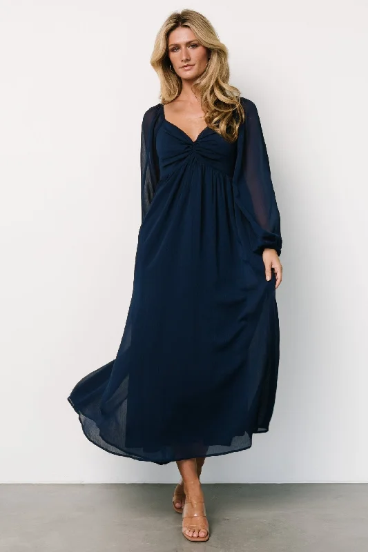 Dione Midi Dress | Navy Stylish Vintage Midi Dress