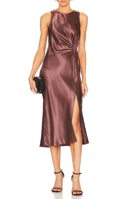 Gabriella Midi Dress in Nutmeg Comfortable Ruched Midi Dress