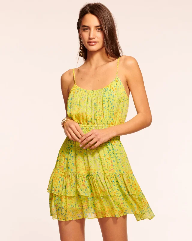 Gwen Ruffle Mini Dress Chic Tropical Mini Dress