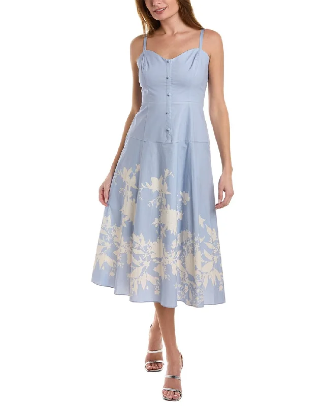 Marchesa Notte Floral Midi Dress Trendy Mock Neck Midi Dress