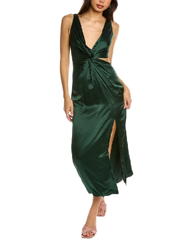 Nicholas Josephine Silk Midi Dress Elegant Pleated Detail Midi Dress