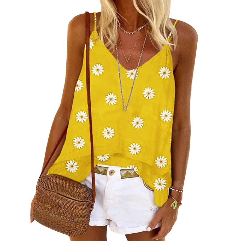 Printed Cotton Shirt Sleeveless Cozy Plain Short Sleeve