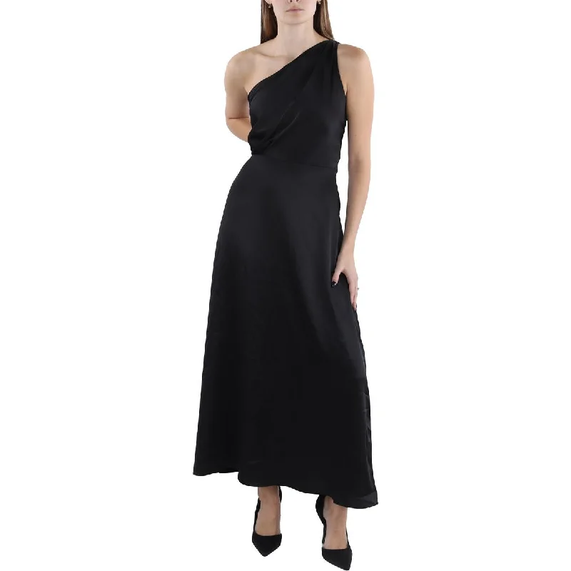 Rachel Parcell Womens Silky Charmeuse One Shoulder Midi Dress Stylish Vintage Midi Dress