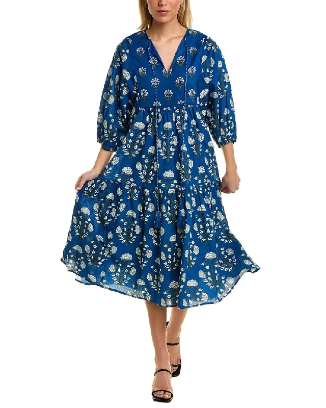 Ro’s Garden Vivi Midi Dress Stylish Long Sleeve Floral Midi Dress