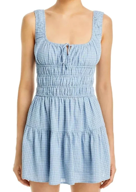 Salt Mini Dress In Chambray Stylish Sweetheart Neck Mini Dress