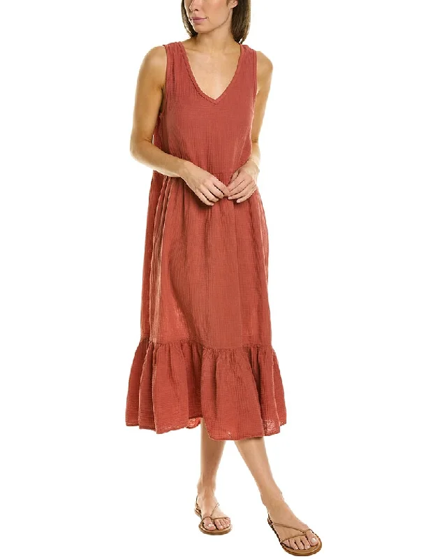 Sol Angeles Crepe Ruffle Midi Dress Comfortable Adjustable Strap Midi Dress