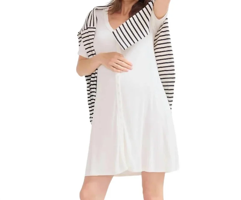 The Softest Rib Nursing Mini Dress In Ivory Cozy Knitted Mini Dress