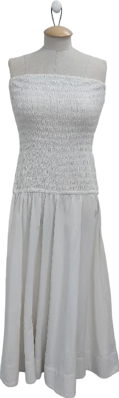 Topshop White Strapless Shirring Midi Dress UK 10 Elegant Floral Appliqué Midi Dress