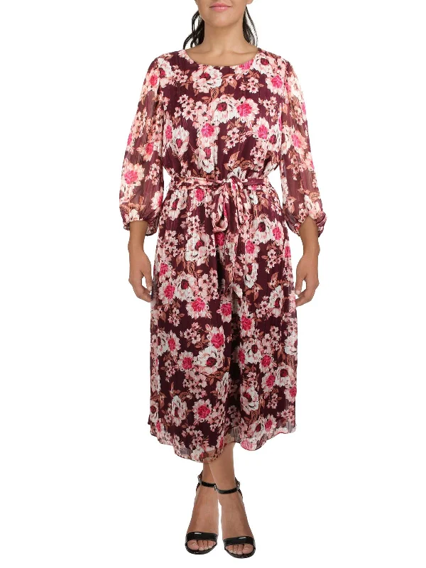 Womens Floral Print Long Midi Dress Stylish Halter Neck Midi Dress