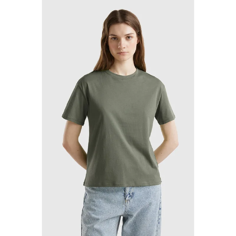 Olive Basic Tshirt Comfortable Ribbed Short Sleeve