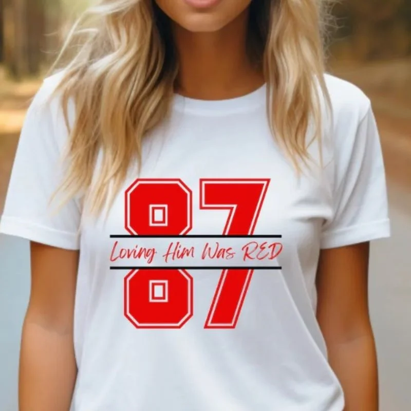 87 Loving Him Was Red T-shirt Zippered Front Buttoned Front Snap Front