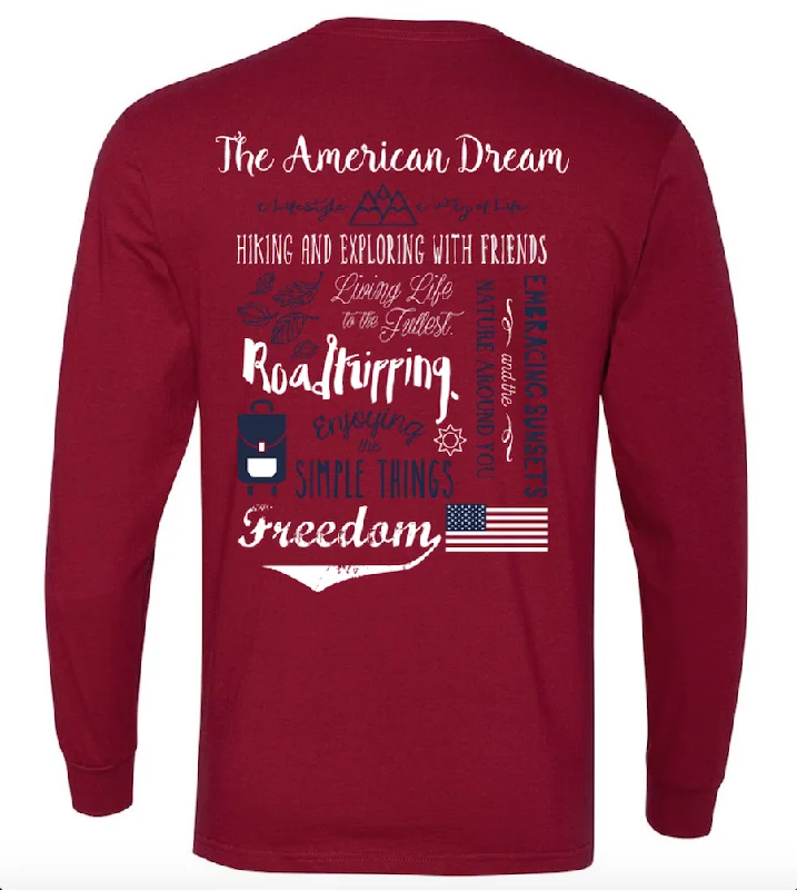 'American Dream Adventure Definition' Long Sleeve Tee Ribbed Striped Patterned