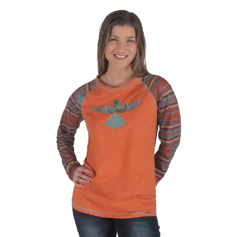 Cowgirl Tuff Women's Thunderbird Serape Baseball T-shirt Graphic Embroidered Appliqued