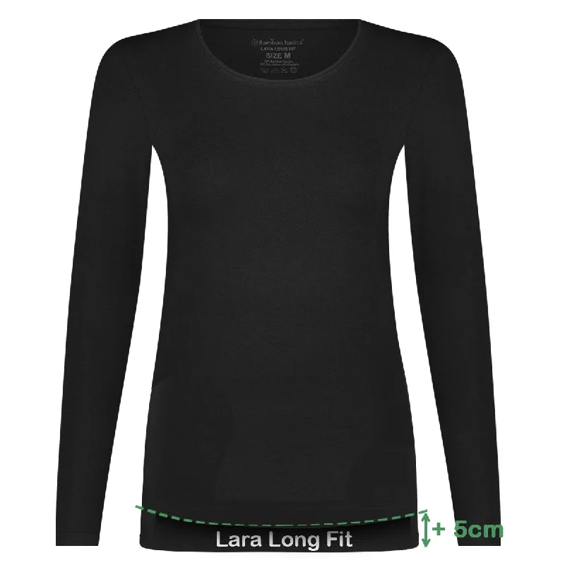 Long Fit T-shirts lange mouw Lara (2-pack) - Zwart Seamless Knitted Crochet