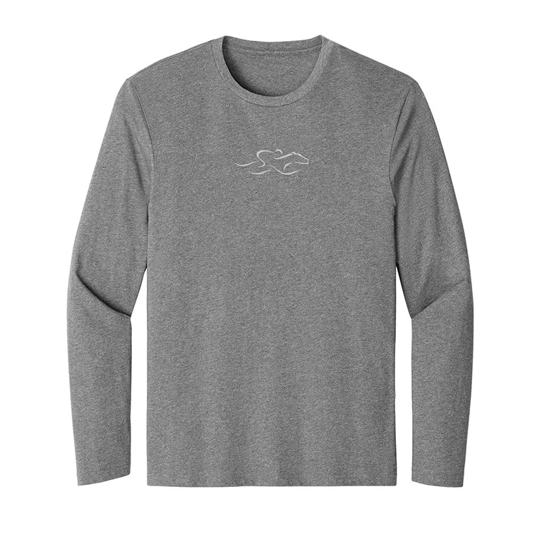 Long Sleeve Cotton Tee - Heathered Steel Chenille Blend Fleece Blend Nylon Blend