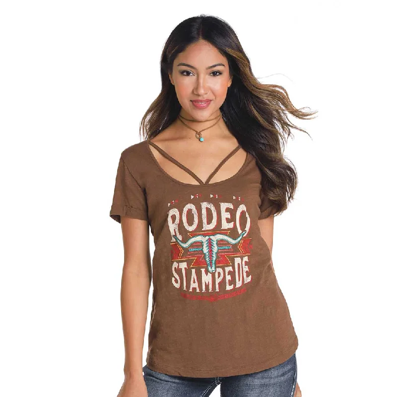 Panhandle Women's Rodeo Graphic Tee Solid Print Embellished