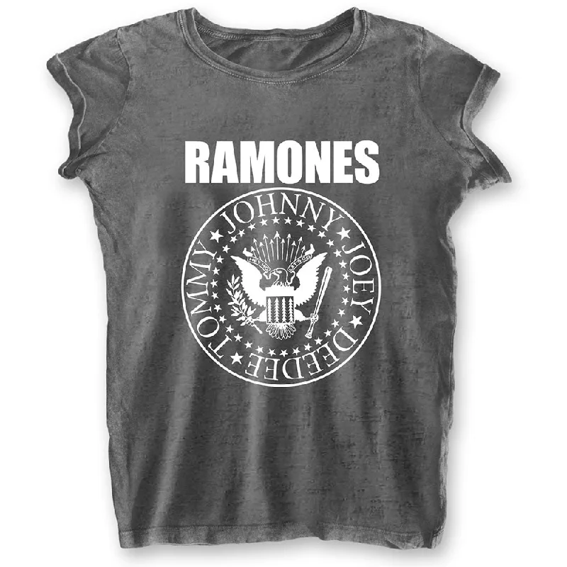 Ramones Ladies T-Shirt: Presidential Seal (Burn Out) Faux Fur Fabric Real Fur Fabric Shearling Fabric