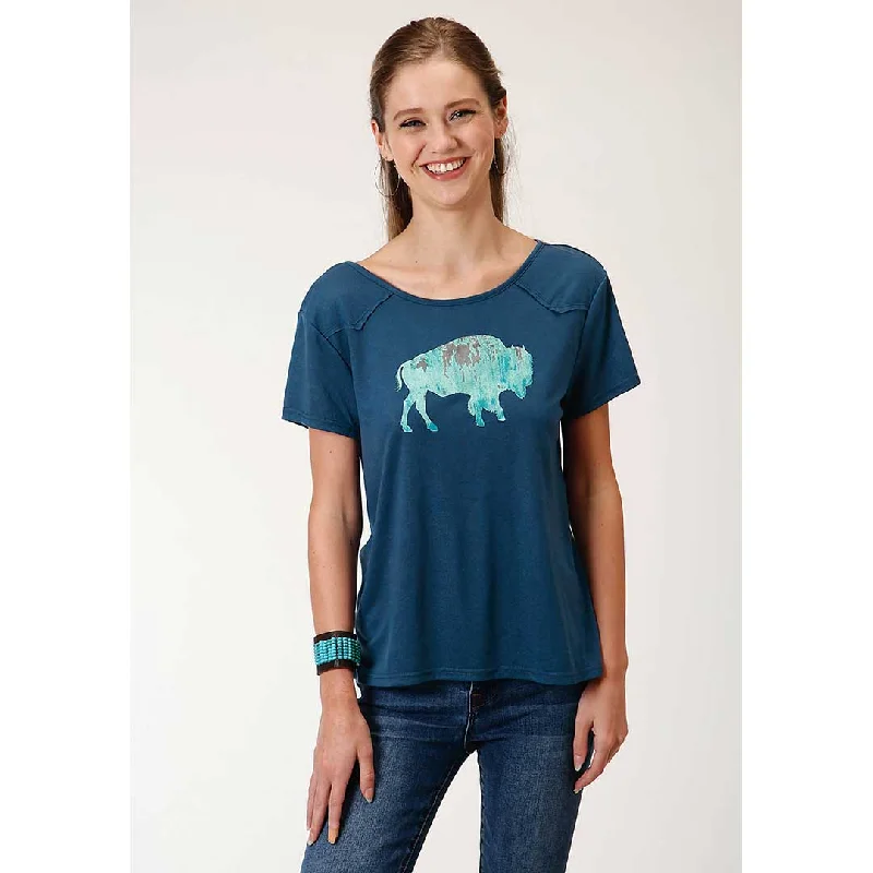 Roper Women's Patina Buffalo Graphic T-shirt Graphic T-Shirt Round Neck Polyester