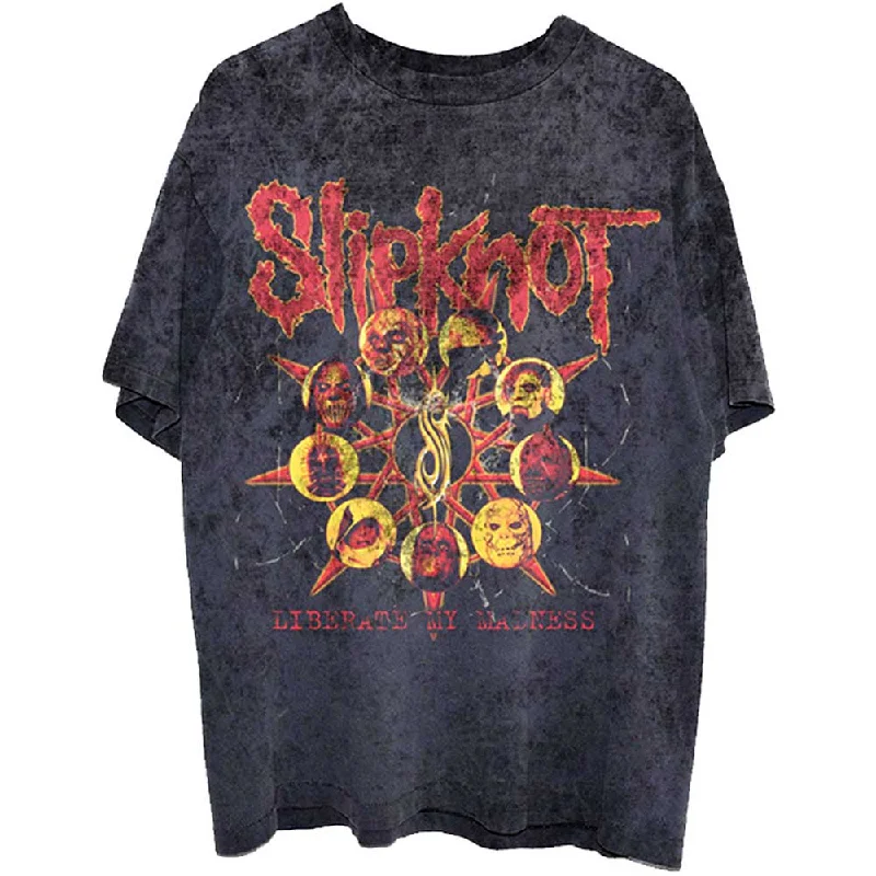 Slipknot | Official Band T-shirt | Liberate (Back Print & Dye-Wash) Zippered Buttoned Snapped