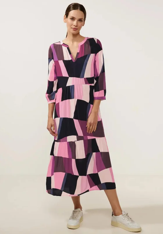 Street One Patch Smock Maxi Dress, Pink Multi Casual Maxi Dress with Pockets