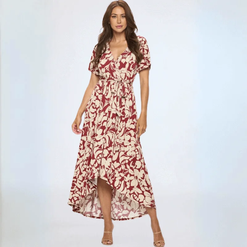 Beautiful Floral High Low Maxi Dress Made in USA Elegant Sleeveless Maxi Dress