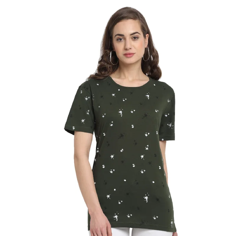 Vimal Jonney Olive Half Sleeve T-shirt For Women's Elegant Classic Vintage