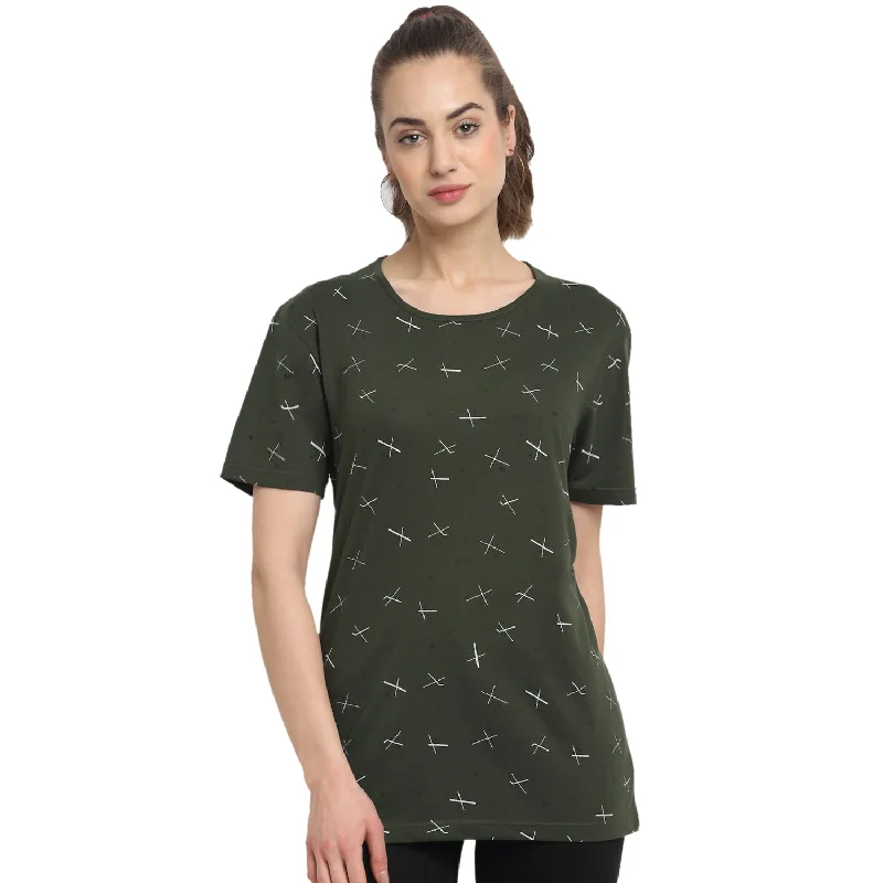 Vimal Jonney Olive Half Sleeve T-shirt For Women's Thin T-Shirt Open Front Quick Dry