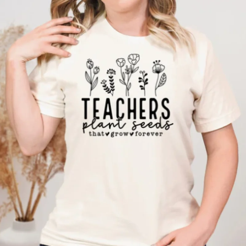 Teacher plant the seeds that grow forever T-shirt Real Fur Shearling Chenille