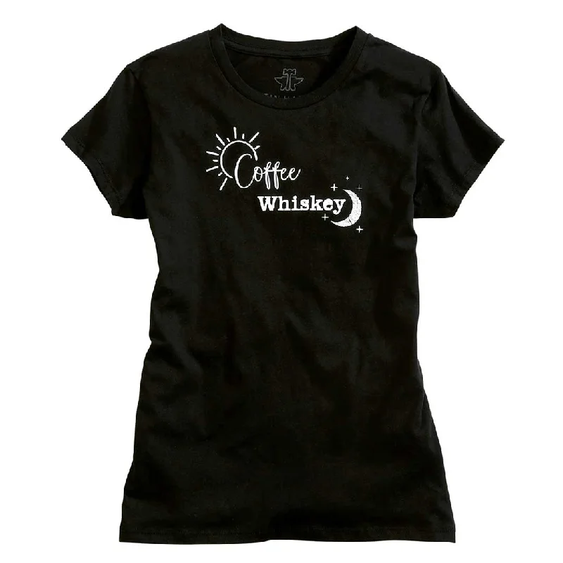 Tin Haul Women's Coffee & Whiskey Graphic T-Shirt Elasticated Padded Insulated