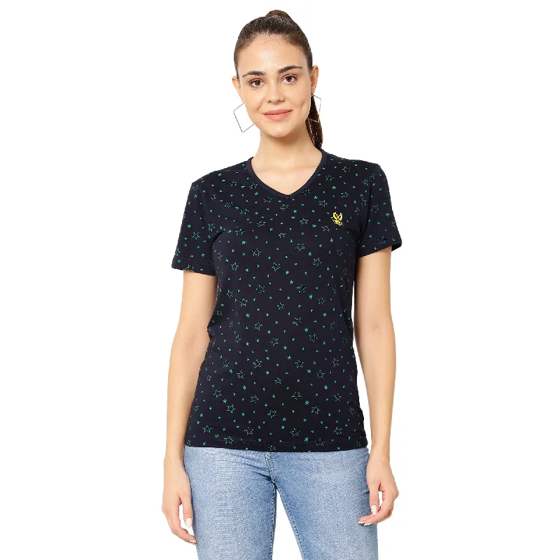 Vimal Jonney Dark Blue Color T-shirt For Women Embroidered Appliqued Beaded