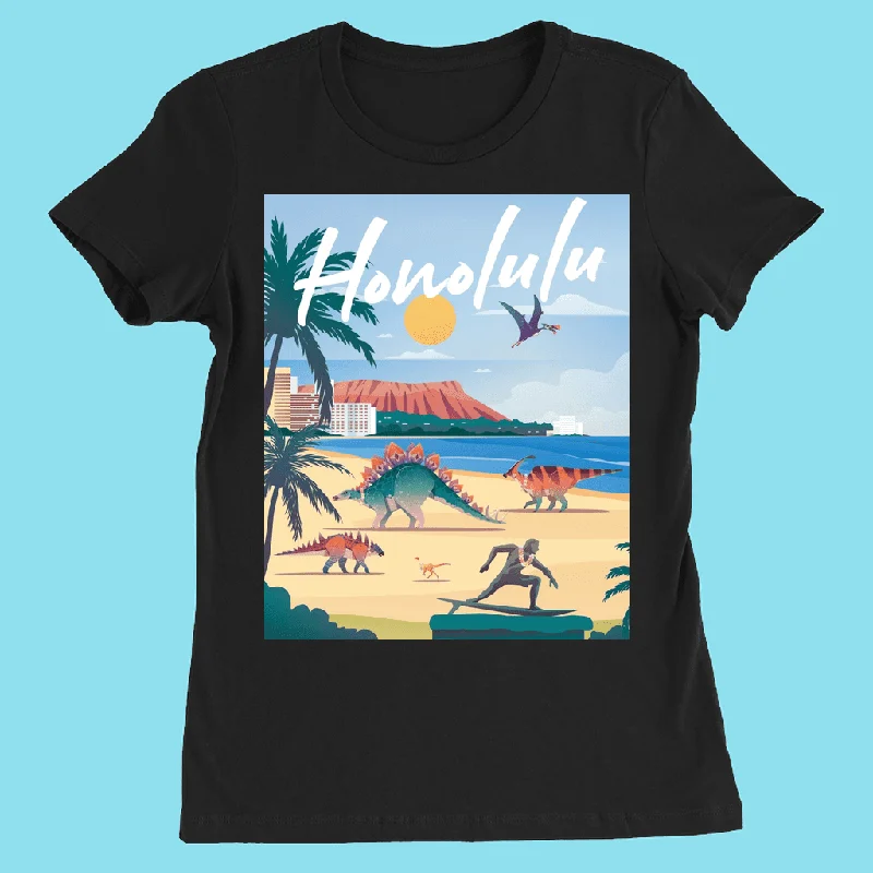 Women Honolulu T-Shirt Print Jacquard Patchwork