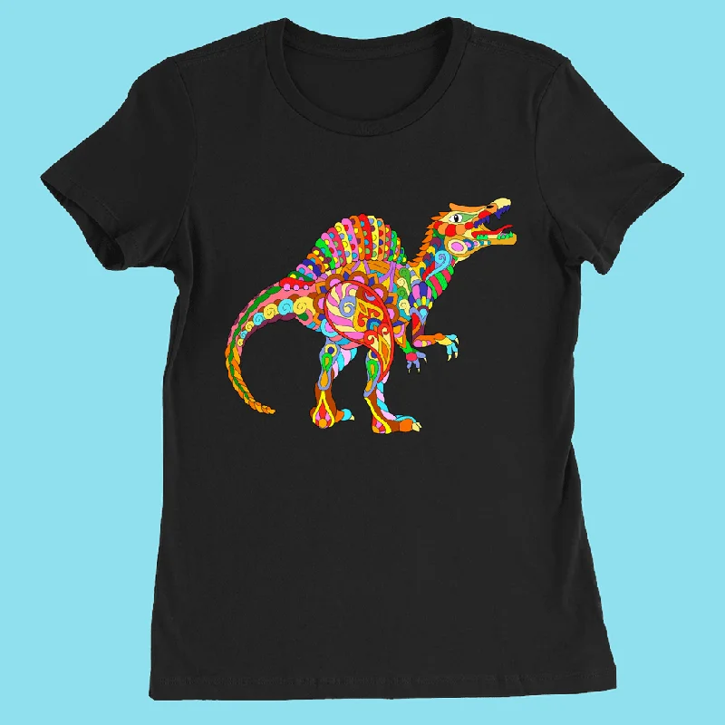 Women Spinosaurus Zentangle T-Shirt Lace Blend Ribbed Blend Corduroy Blend