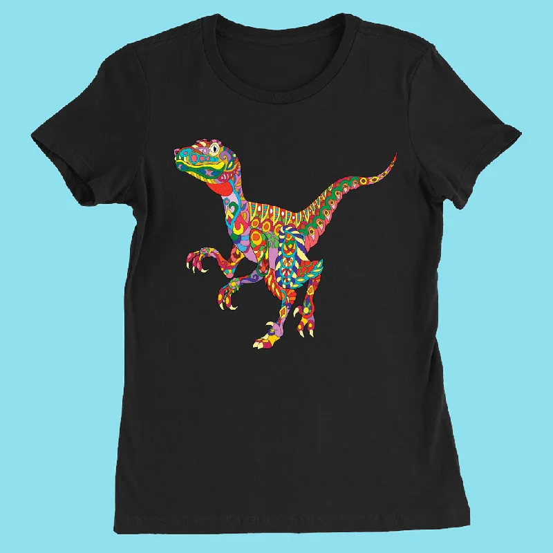 Women Velociraptor Zentangle T-Shirt Anti-Shrink Durable Soft