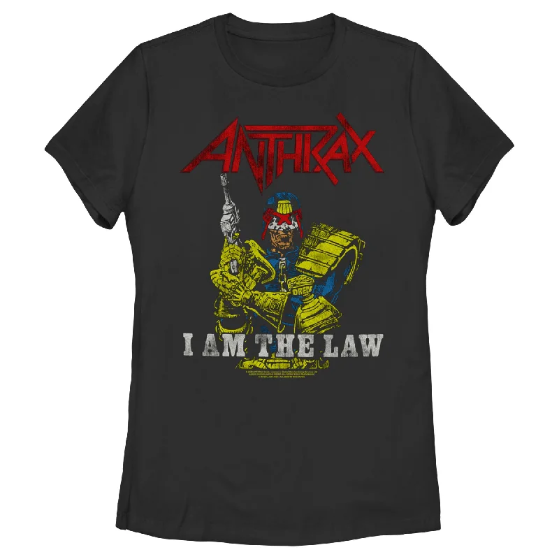 Women's Anthrax Distressed I Am The Law T-Shirt Handmade Hand-knitted Hand-woven