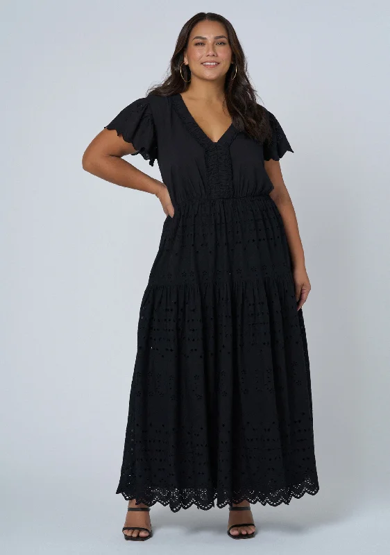 Allegra Broderie Maxi Dress Cozy Maxi Dress with Slit