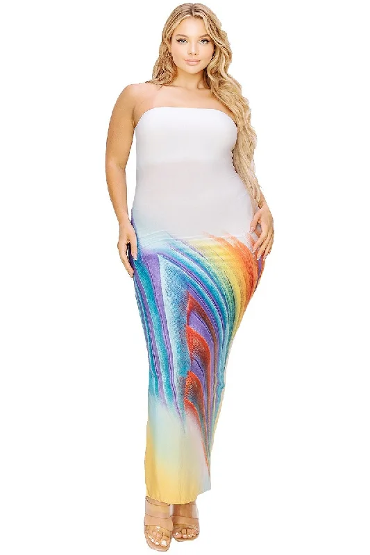 Plus sleeveless color gradient tube top maxi dress Elegant Wraparound Maxi Dress