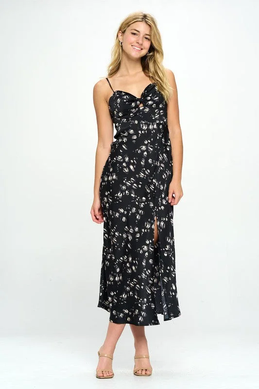 Satin Floral Print Maxi Dress - Black, Brown, Red Cozy Wrap Maxi Dress