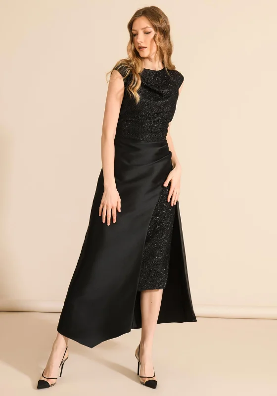 Caroline Kilkenny Sparkle Levi Maxi Dress, Black Fashionable Button-Down Maxi Dress