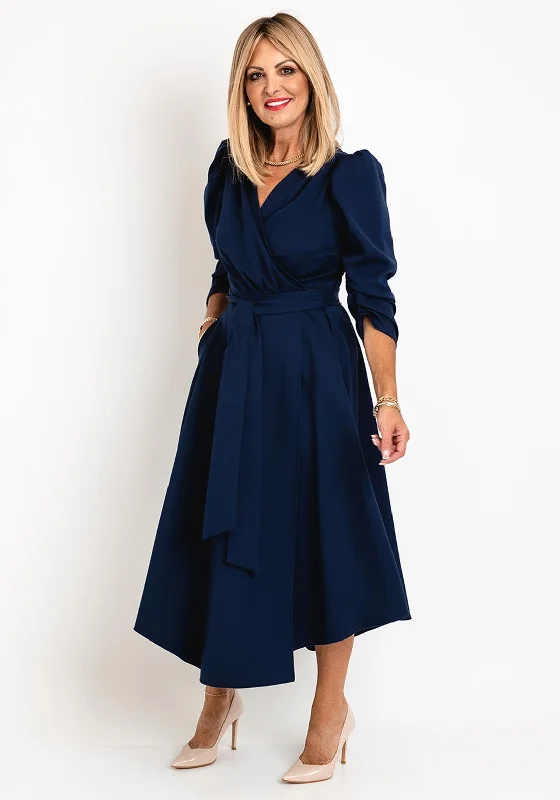 Coco Doll Emo Wrap Maxi Dress, Navy Fashionable Off-Shoulder Maxi Dress