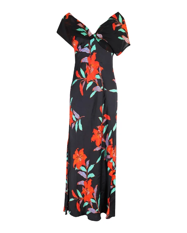 Floral Printed Silk Maxi Dress by Diane Von Furstenberg Cozy Cold-Shoulder Maxi Dress