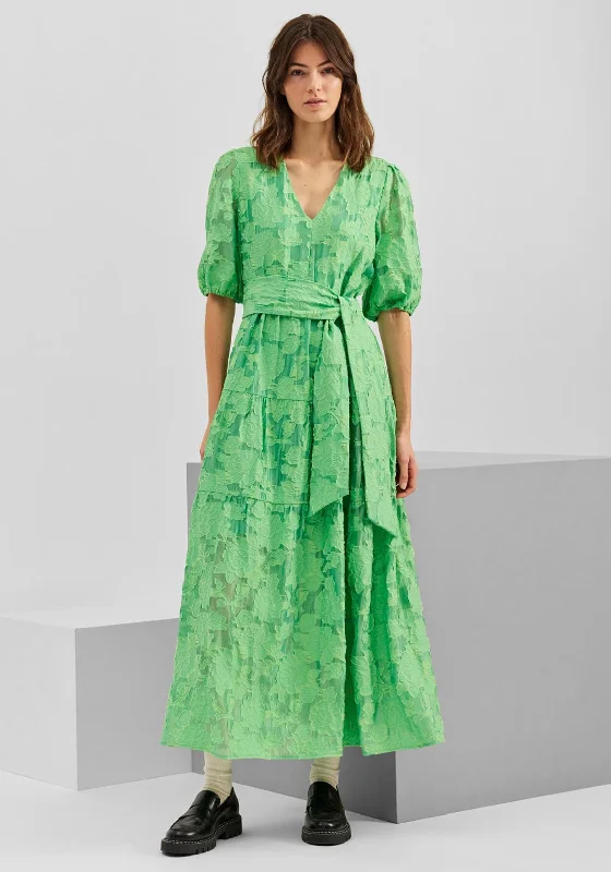 Selected Femme Catherine Smock Maxi Dress, Absinthe Green Comfortable Fitted Maxi Dress