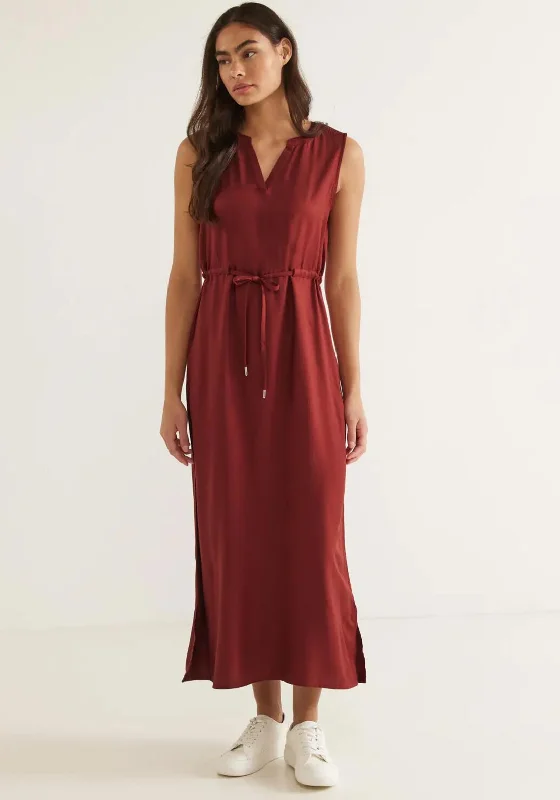 Street One Draw String Maxi Dress, Terracotta Classic Strapless Maxi Dress