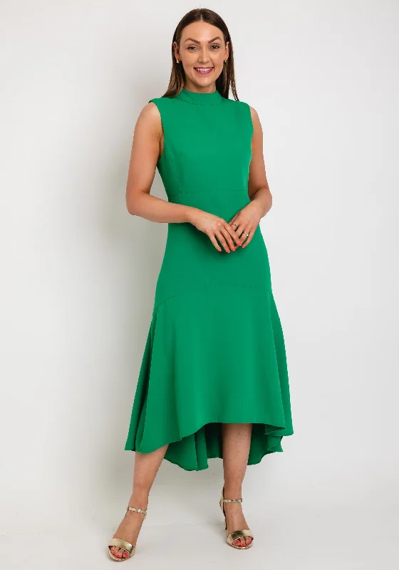 This Girl’s Curiosity Dipped Hem Maxi Dress, Green Comfortable Pleated Maxi Dress